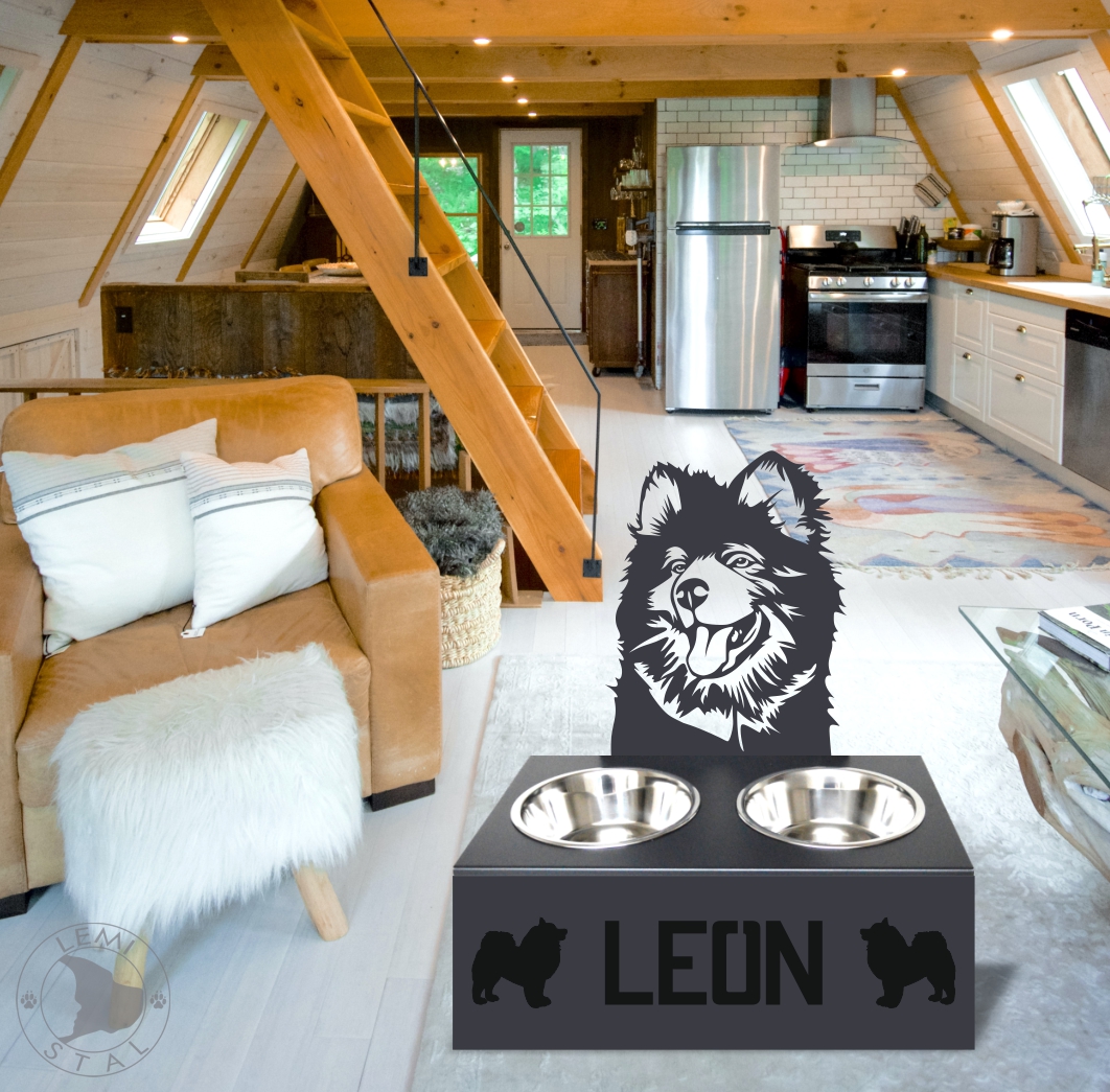 Stojak na miski z imieniem Samoyed