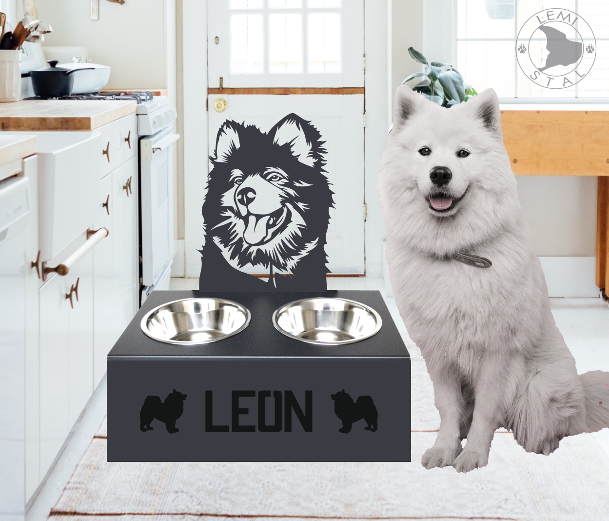 Stojak na miski z imieniem Samoyed3