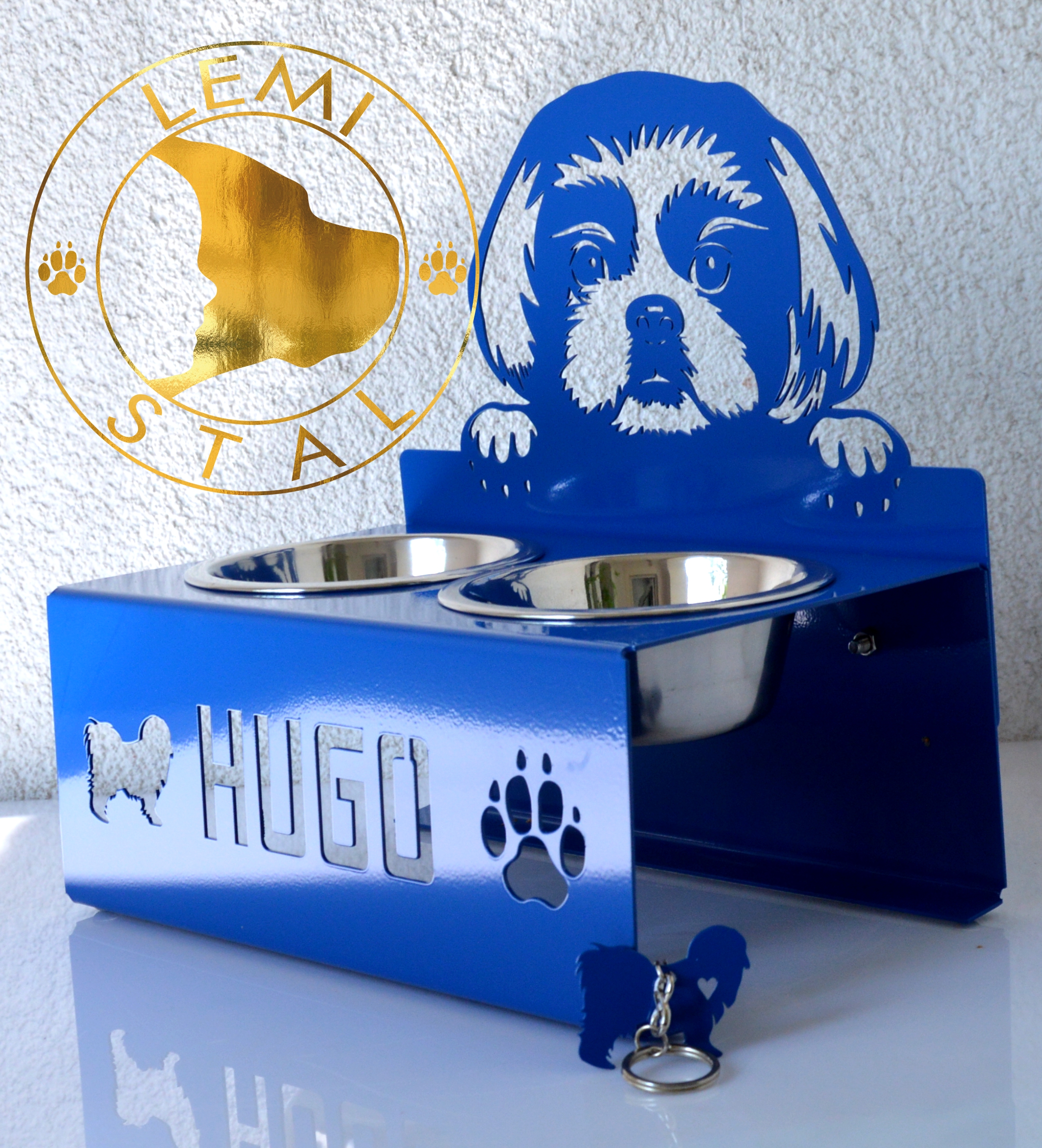 SHIH TZU miski dla SHIH stojak na miski dla małego pieska bufet metalowy dla psa metalowy stojak na miski SHIH TZU miski z grawerem lemi-stal