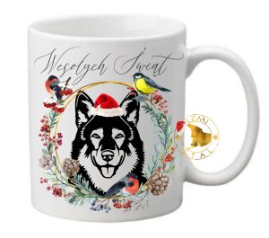 Wilczak saarloosa kubek wesołych świąt