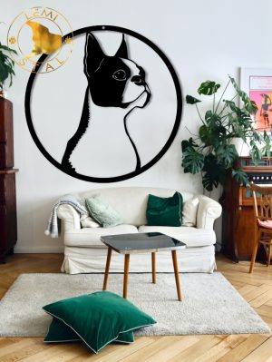 Boston Terrier metalowy obraz z psem