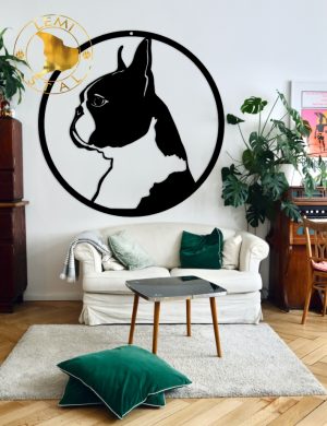 Boston Terrier II metalowy obraz z psem